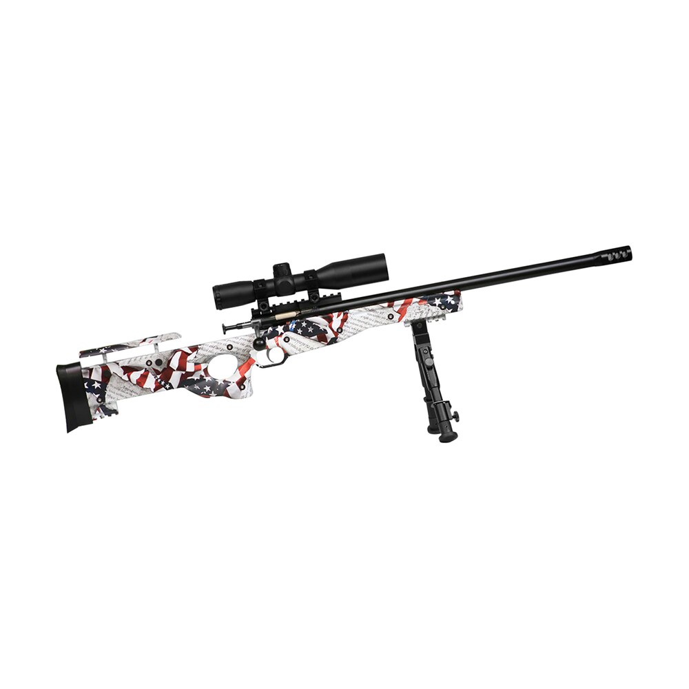 crickett ksa2153 precision complete package youth 22 lr 1rd 16.12" threaded bull barrel w/muzzle brake, thumbhole amendment synthetic stock w/adjustable cheek comb, 10 3/8" 11 1/8" lop includes 4x28 Crickett KSA2153 Precision Complete Package Youth 22 LR 1rd 16.12" Threaded Bull Barrel Sports South item 137729