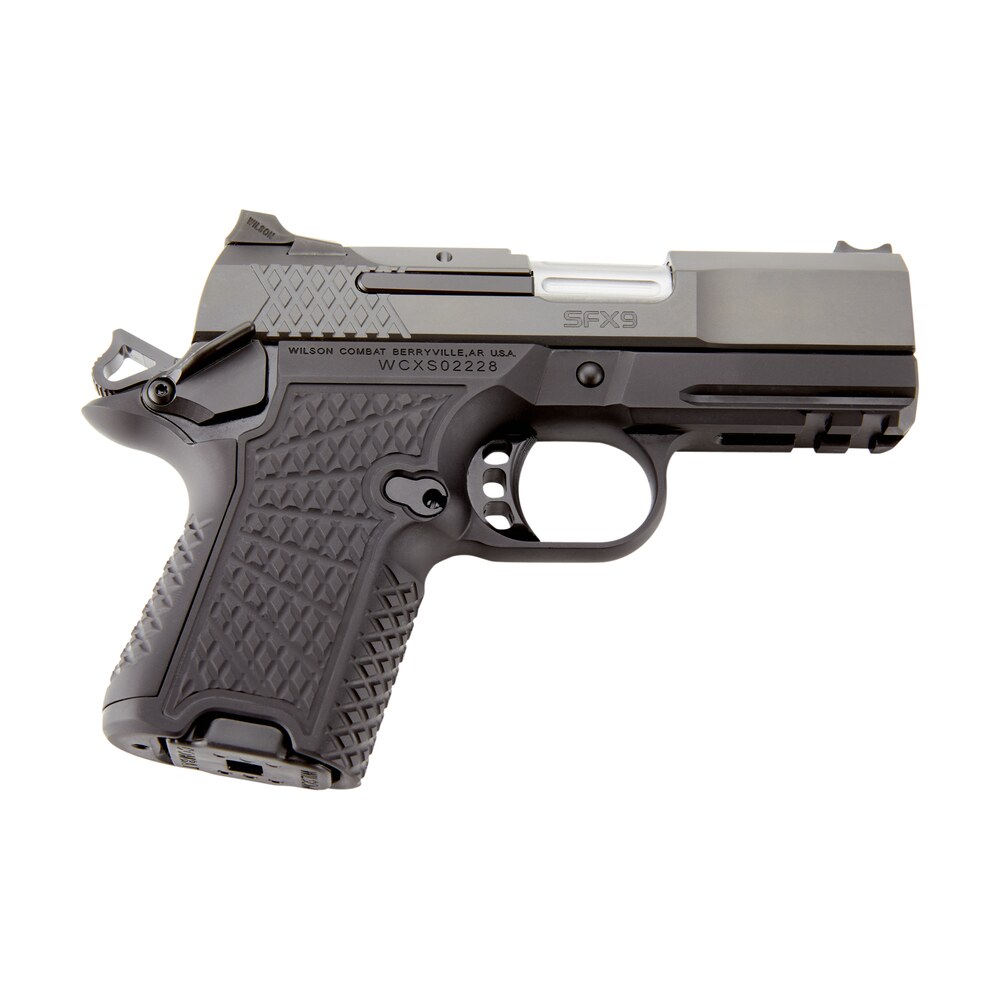 wilson combat sfx9scr3a sfx9 sub compact 9mm luger 10+1 15+1 3.25" stainless steel barrel, black dlc serrated stainless steel slide, black aluminum frame w/beavertail & picatinny rail, black g10 grip Wilson Combat SFX9SCR3A SFX9 Sub-Compact 9mm Luger 10+1 15+1 3.25" Stainless Steel Sports South item 137817
