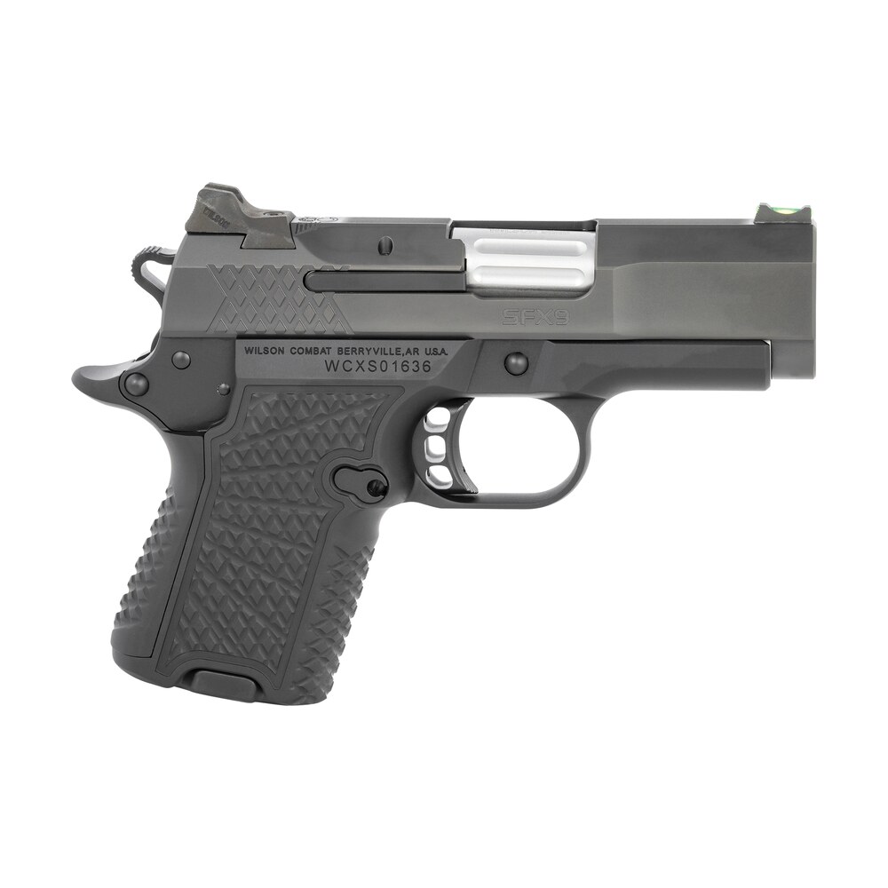 wilson combat sfx9sc3 sfx9 sub compact 9mm luger 10+1 15+1 3.25" stainless steel barrel, black dlc serrated stainless steel slide, black aluminum frame w/beavertail Wilson Combat SFX9SC3 SFX9 Sub-Compact 9mm Luger 10+1 15+1 3.25" Stainless Steel Sports South item 137818