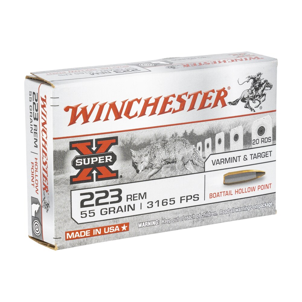 winchester ammo w223hp55 super x 223rem 55gr boat tail hollow point 20 per box/25 case Winchester Ammo W223HP55 Super X 223Rem 55gr Boat Tail Hollow Point 20 Per Box/25 Case Sports South item 137931
