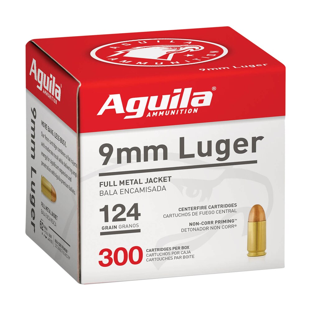 aguila 1e092108 9mm luger 124gr full metal jacket 300 per box/4 case Aguila 1E092108 9mm Luger 124gr Full Metal Jacket 300 Per Box/4 Case Sports South item 138312