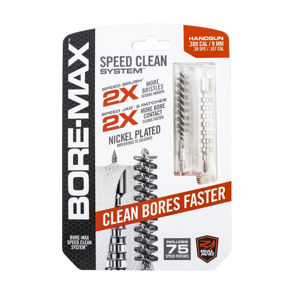 real avid avbmset9mm bore max speed clean upgrade set 9mm pistol nickle plated bristles blister pack case Real Avid AVBMSET9MM Bore-Max Speed Clean Upgrade Set 9mm Pistol Nickle Plated Bristles Blister Sports South item 138384