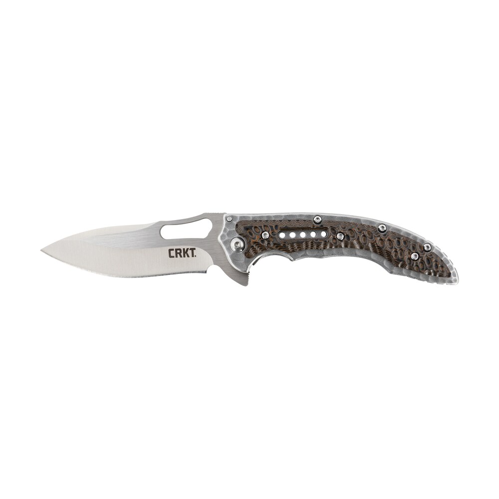 crkt 5460 fossil compact 3.41" folding drop point plain satin 8cr13mov ss blade, brown g10/ss handle, includes pocket clip CRKT 5460 Fossil Compact 3.41" Folding Drop Point Plain Satin 8Cr13MoV SS Blade, Brown G10/SS Sports South item 138451