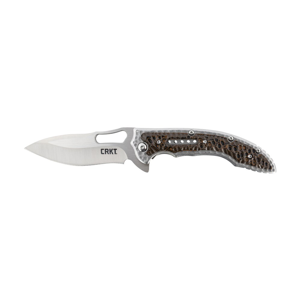 crkt 5470 fossil 3.96" folding drop point plain satin 8cr13mov ss blade/ brown g10/ss handle includes pocket clip CRKT 5470 Fossil 3.96" Folding Drop Point Plain Satin 8Cr13MoV SS Blade/ Brown G10/SS Handle Sports South item 138452