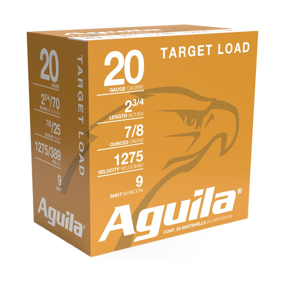 aguila 1chb2039 target load competition 20gauge 2.75" 7/8oz 9shot 25 per box/10 case Aguila 1CHB2039 Target Load Competition 20Gauge 2.75" 7/8oz 9Shot 25 Per Box/10 Case Sports South item 138549