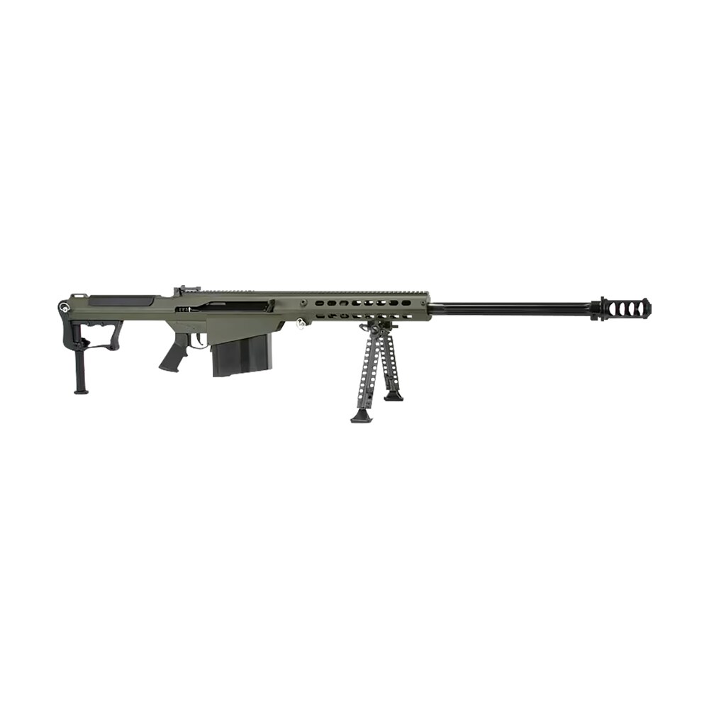 barrett 14555 m107a1 50 bmg 10+1 29" chrome lined fluted barrel, od green cerakote aluminum receiver, od green fixed stock w/thermal guard cheek piece & sorbothane recoil pad, optics ready Barrett 14555 M107A1 50 BMG 10+1 29" Chrome-Lined Fluted Sports South item 138550