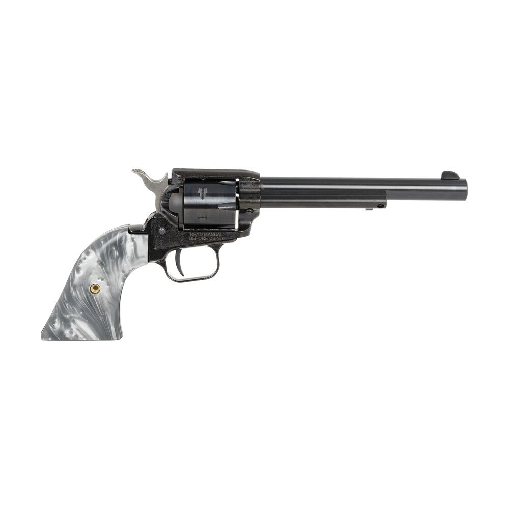heritage mfg rr22b6gprl rough rider 22 lr 6 shot 6.50" black barrel & cylinder black frame, altamont gray pearl grips Heritage Mfg RR22B6GPRL Rough Rider 22 LR 6 Shot 6.50" Black Barrel & Cylinder Black Sports South item 139141