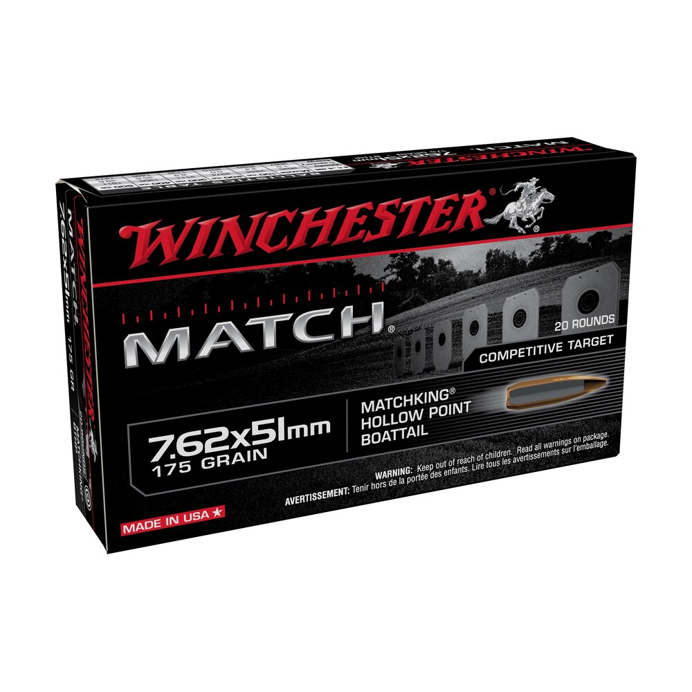 winchester ammo s76251m match 7.62x51mmnato 175gr sierra matchking bthp 20 per box/25 case Winchester Ammo S76251M Match 7.62x51mmNATO 175gr Sierra MatchKing BTHP 20 Per Box/25 Case Sports South item 139228