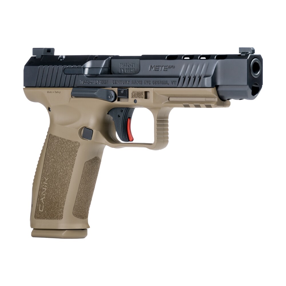 canik hg5635n mete sfx full size frame 9mm luger 20+1/18+1, 5.20" black match grade barrel black nitride serrated steel slide, flat dark earth polymer frame w/picatinny rail, ambidextrous Canik HG5635N Mete SFx Full Size Frame 9mm Luger 20+1/18+1, 5.20" Black Match Grade Barrel Sports South item 139397
