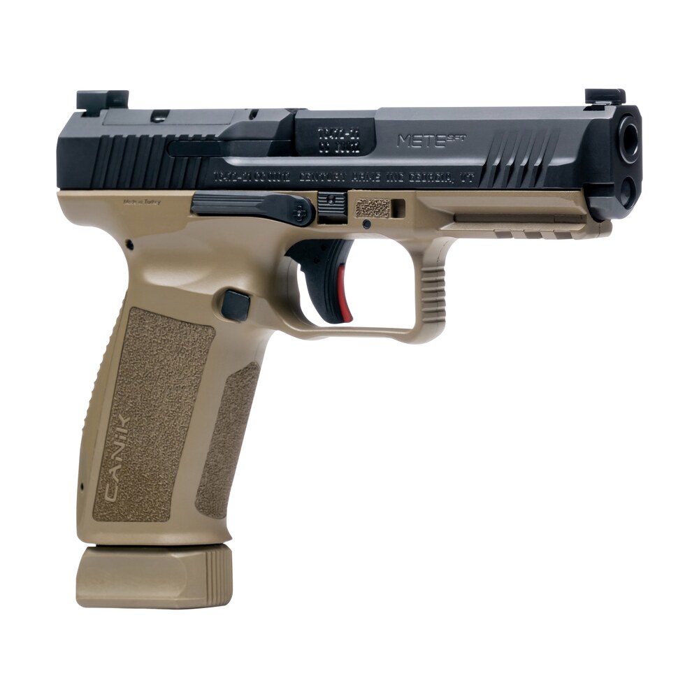 canik hg5636n mete sft full size frame 9mm luger 20+1/18+1, 4.46" black match grade barrel, black nitride serrated steel slide, flat dark earth polymer frame w/picatinny rail, ambidextrous Canik HG5636N Mete SFT Full Size Frame 9mm Luger 20+1/18+1, 4.46" Black Match Grade Sports South item 139398
