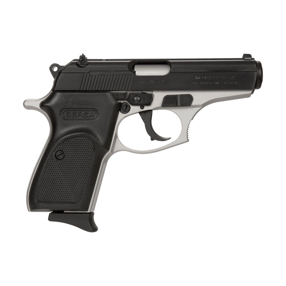 bersa t380dt8 thunder micro compact frame 380 acp 8+1, 3.50" steel barrel, matte black serrated steel slide, satin nickel aluminum frame Bersa T380DT8 Thunder Micro-Compact Frame 380 ACP 8+1, 3.50" Steel Sports South item 139415