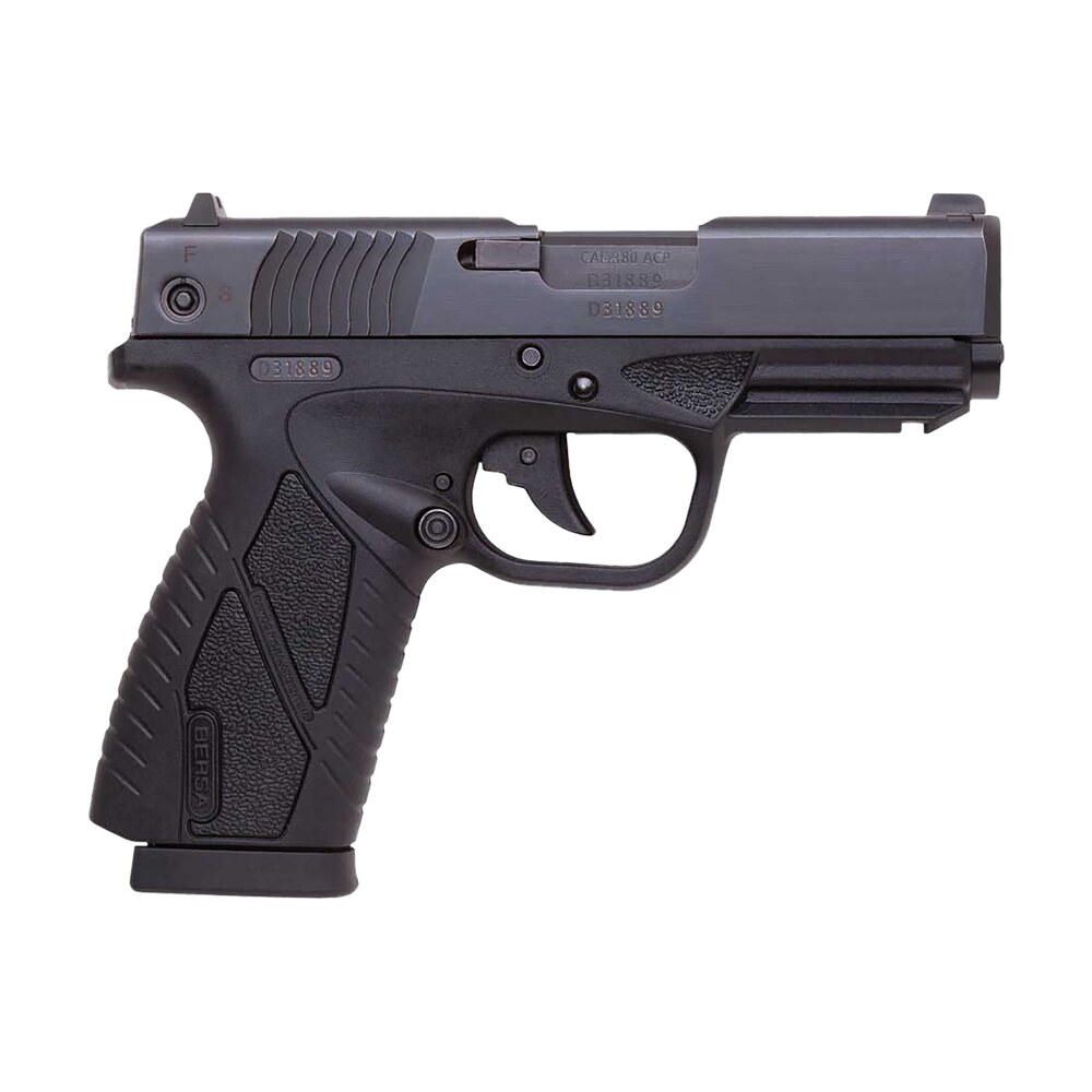 bersa bp380mcc bpcc concealed carry sub compact frame 380 acp 8+1, 3.30" black steel barrel, matte black serrated steel slide & polymer frame w/picatinny rail Bersa BP380MCC BPCC Concealed Carry Sub-Compact Frame 380 ACP 8+1, 3.30" Black Steel Sports South item 139451