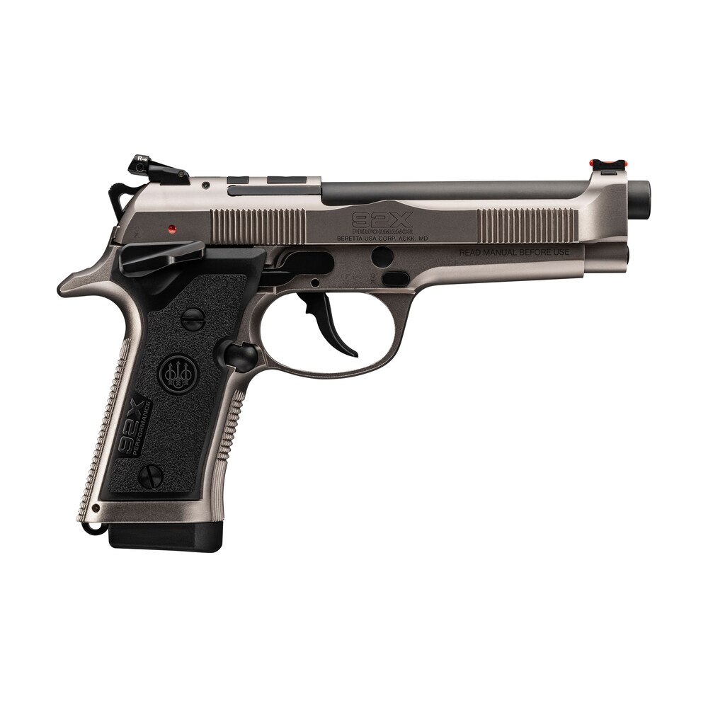 beretta usa j92xrd21 92x performance defensive full size frame 9mm luger 15+1, 4.90" black barrel, gray nistan optic ready/serrated steel slide & frame w/beavertail Beretta USA J92XRD21 92X Performance Defensive Full Size Frame 9mm Luger 15+1, 4.90" Black Sports South item 139868