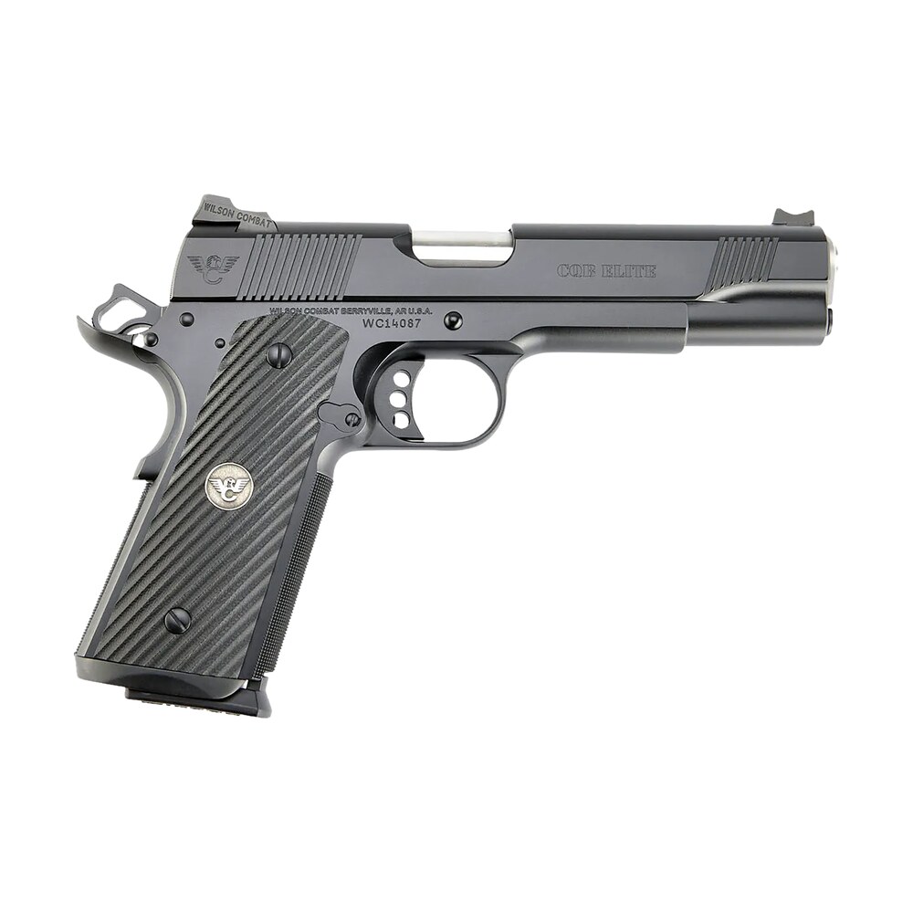 wilson combat cqbefs9 cqb elite 9mm luger 10+1 5" match grade barrel, black serrated carbon steel slide, black armor tuff carbon steel frame w/beavertail, black g10 grip Wilson Combat CQBEFS9 CQB Elite 9mm Luger 10+1 5" Match Grade Sports South item 140227