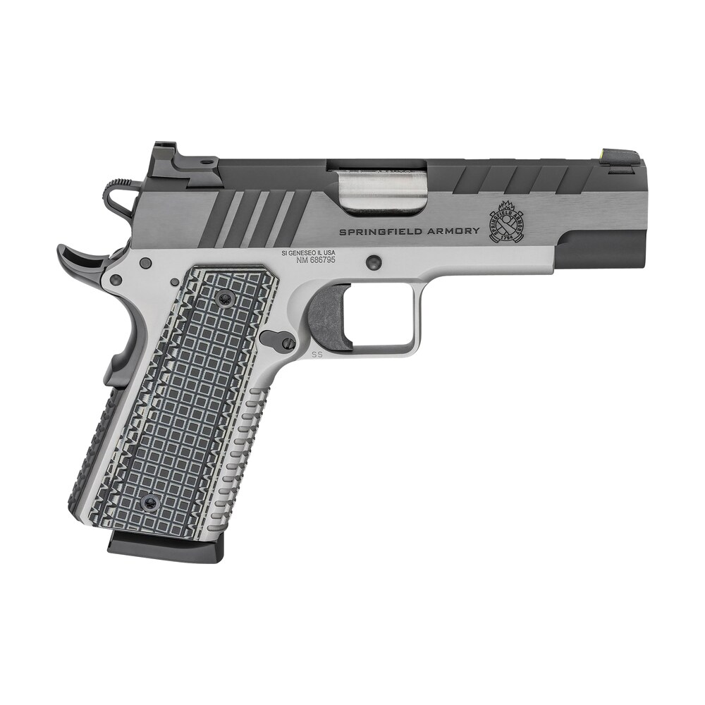 springfield armory px9218l 1911 emissary 45 acp 8+1 4.25" bull barrel, stainless steel frame w/beavertail , tri top cut blued carbon steel slide, black vz thin line g10 grip Springfield Armory PX9218L 1911 Emissary 45 ACP 8+1 4.25" Bull Sports South item 140879