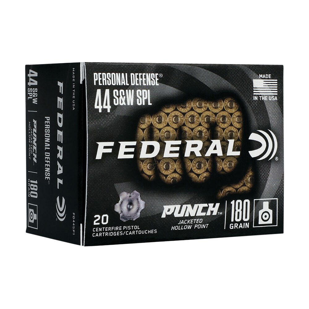 federal pd44sp1 punch personal defense 44s&w spl 180gr jacketed hollow point 20 per box/10 case Federal PD44SP1 Punch Personal Defense 44S&W Spl 180gr Jacketed Hollow Point 20 Per Box/10 Sports South item 140930