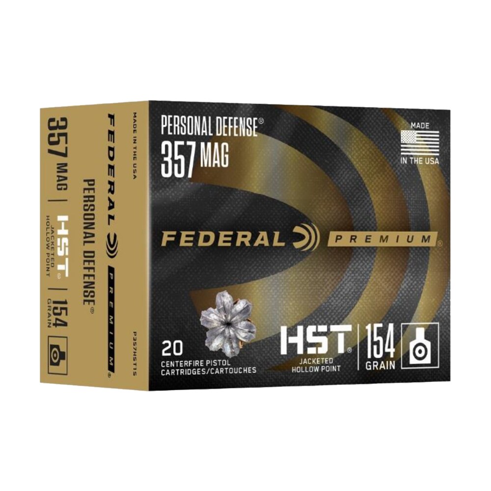 federal p357hst1s premium personal defense 357mag 154gr hst jacketed hollow point 20 per box/10 case Federal P357HST1S Premium Personal Defense 357Mag 154gr HST Jacketed Hollow Point 20 Per Box/10 Sports South item 140931