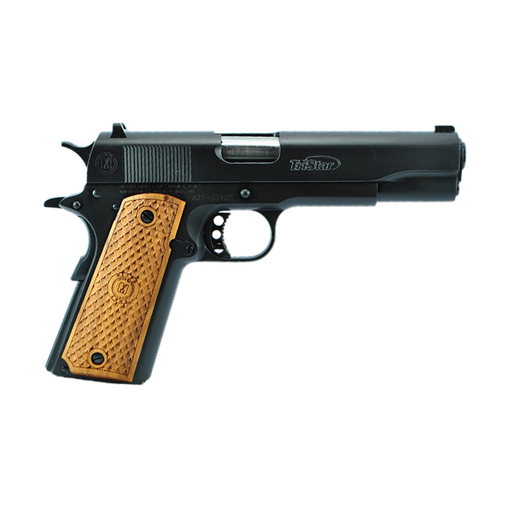 tristar 85604 american classic government 1911 9mm luger 10+1 5" stainless steel barrel, blued serrated steel slide, blued steel frame w/beavertail, wood grip TriStar 85604 American Classic Government 1911 9mm Luger 10+1 5" Stainless Steel Sports South item 140967