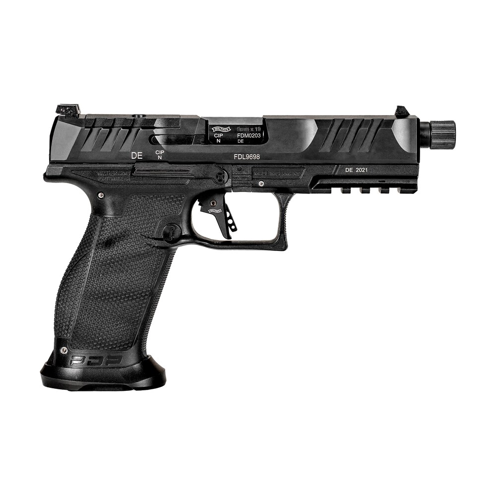 walther arms 2842521 pdp pro sd 9mm luger 18+1 5.10" threaded barrel, black, optic cut/serrated slide, polymer frame with pic. rail, performance duty grip, flared magwell Walther Arms 2842521 PDP Pro SD 9mm Luger 18+1 5.10" Threaded Sports South item 141059