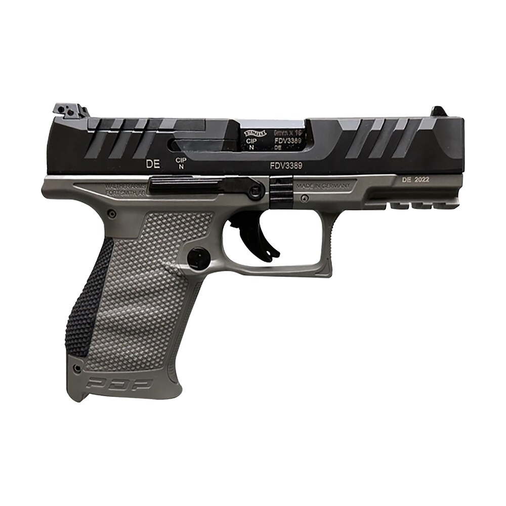 walther arms 2858436 pdp compact frame 9mm luger 15+1 4" black steel barrel, black optic ready/serrated steel slide, gray polymer frame w/picatinny rail, textured polymer grip, ambidextrous Walther Arms 2858436 PDP Compact Frame 9mm Luger 15+1 4" Black Steel Sports South item 141065