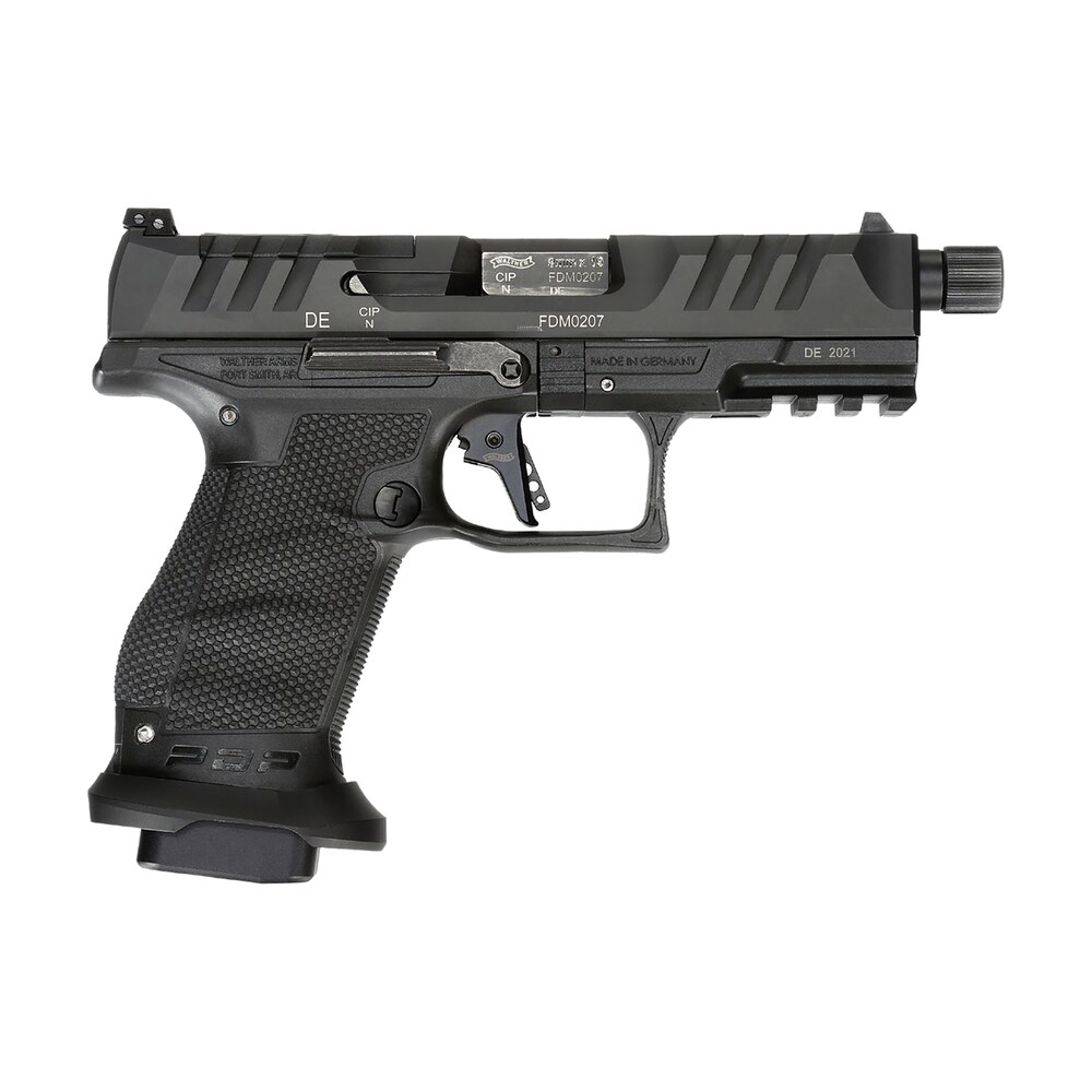 walther arms 2858151 pdp compact pro 9mm luger 4.60" 10+1 threaded barrel flared magwell black steel slide with front serrations & optics cut performance duty textured black polymer grip Walther Arms 2858151 PDP Compact Pro 9mm Luger 4.60" 10+1 Threaded Barrel Flared Magwell Black Sports South item 141067