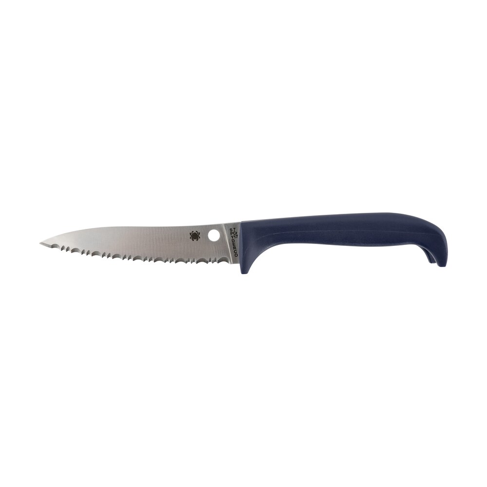 spyderco k20spr counter puppy 3.48" fixed serrated 7cr17mov ss blade purple plastic handle Spyderco K20SPR Counter Puppy 3.48" Fixed Serrated 7Cr17MoV SS Blade Purple Plastic Handle Sports South item 141195