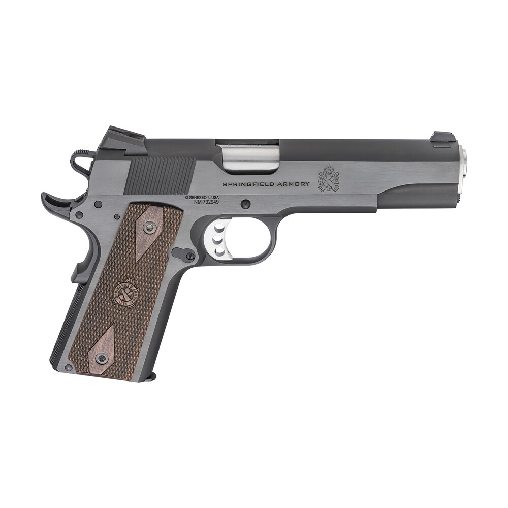 springfield armory px9420 1911 garrison 45 acp 7+1, 5" stainless match grade steel barrel, salt blued serrated carbon steel slide, blued steel frame w/beavertail, thin line wood grip Springfield Armory PX9420 1911 Garrison 45 ACP 7+1, 5" Stainless Match Grade Steel Sports South item 141307