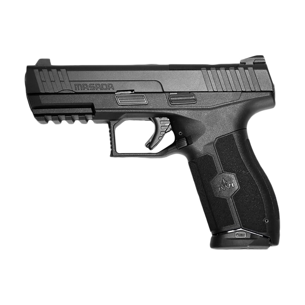 iwi us m9orp10ns masada full size 9mm luger 10+1, 4.10" black button rifled steel barrel, black optic ready/serrated steel slide, black polymer frame w/picatinny rail, ambidextrous IWI US M9ORP10NS MASADA Full Size 9mm Luger 10+1, 4.10" Black Button Rifled Steel Sports South item 141571