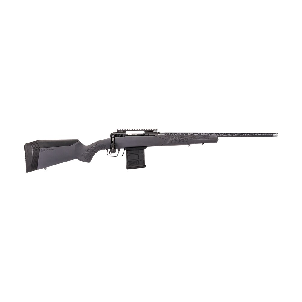 savage arms 57940 110 carbon tactical full size 6.5 prc 5+1 24" carbon fiber threaded barrel. matte black picatinny rail carbon steel receiver. adj accustock gray synthetic stock, right hand Savage Arms 57940 110 Carbon Tactical Full Size 6.5 PRC 5+1 24" Carbon Fiber Threaded Barrel. Sports South item 141621