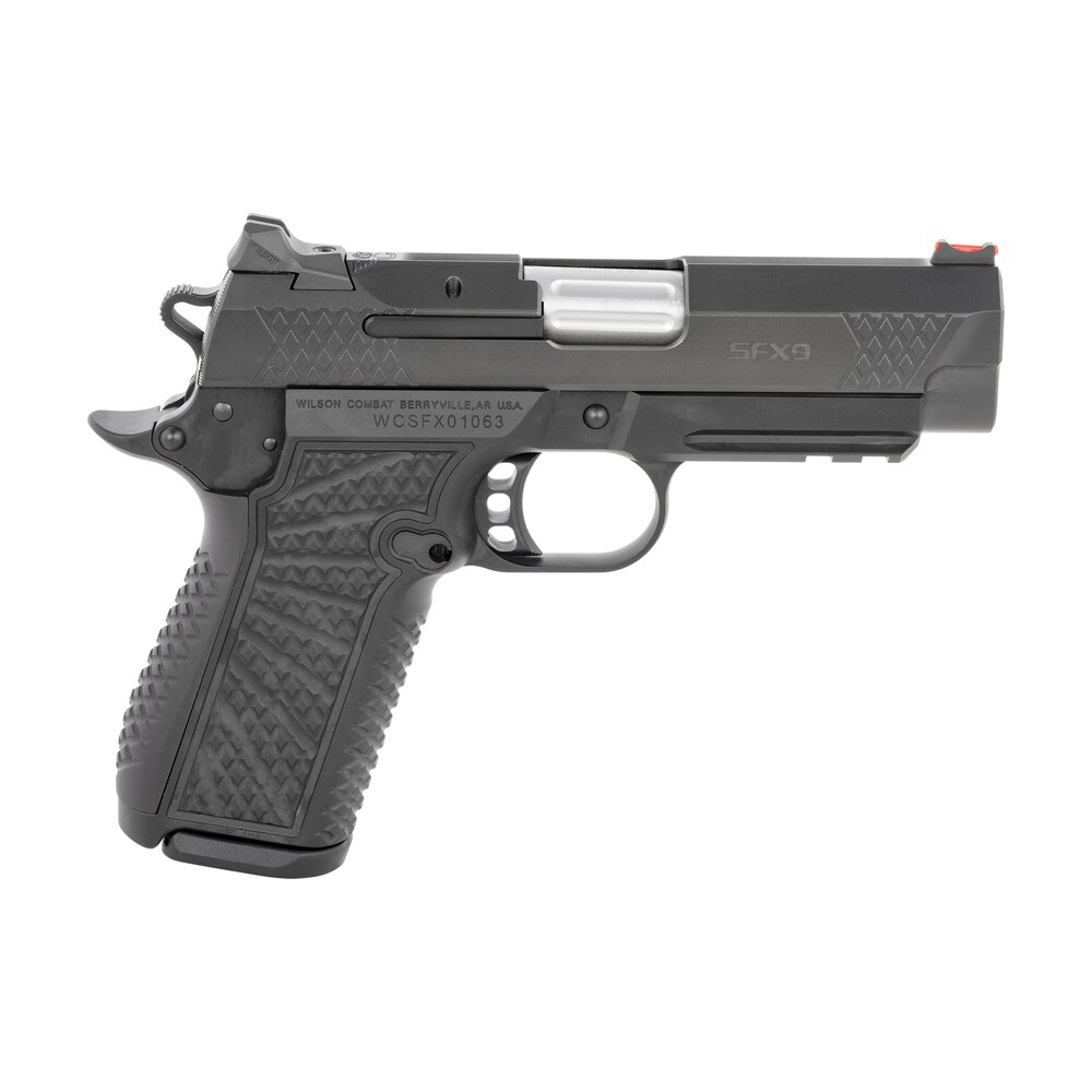 wilson combat sfxcpr4 sfx9 compact frame 9mm luger 15+1 4" stainless fluted barrel, black dlc serrated stainless steel slide, black aluminum frame w/beavertail & picatinny rail, black polymer grip Wilson Combat SFXCPR4 SFX9 Compact Frame 9mm Luger 15+1 4" Stainless Fluted Sports South item 141950