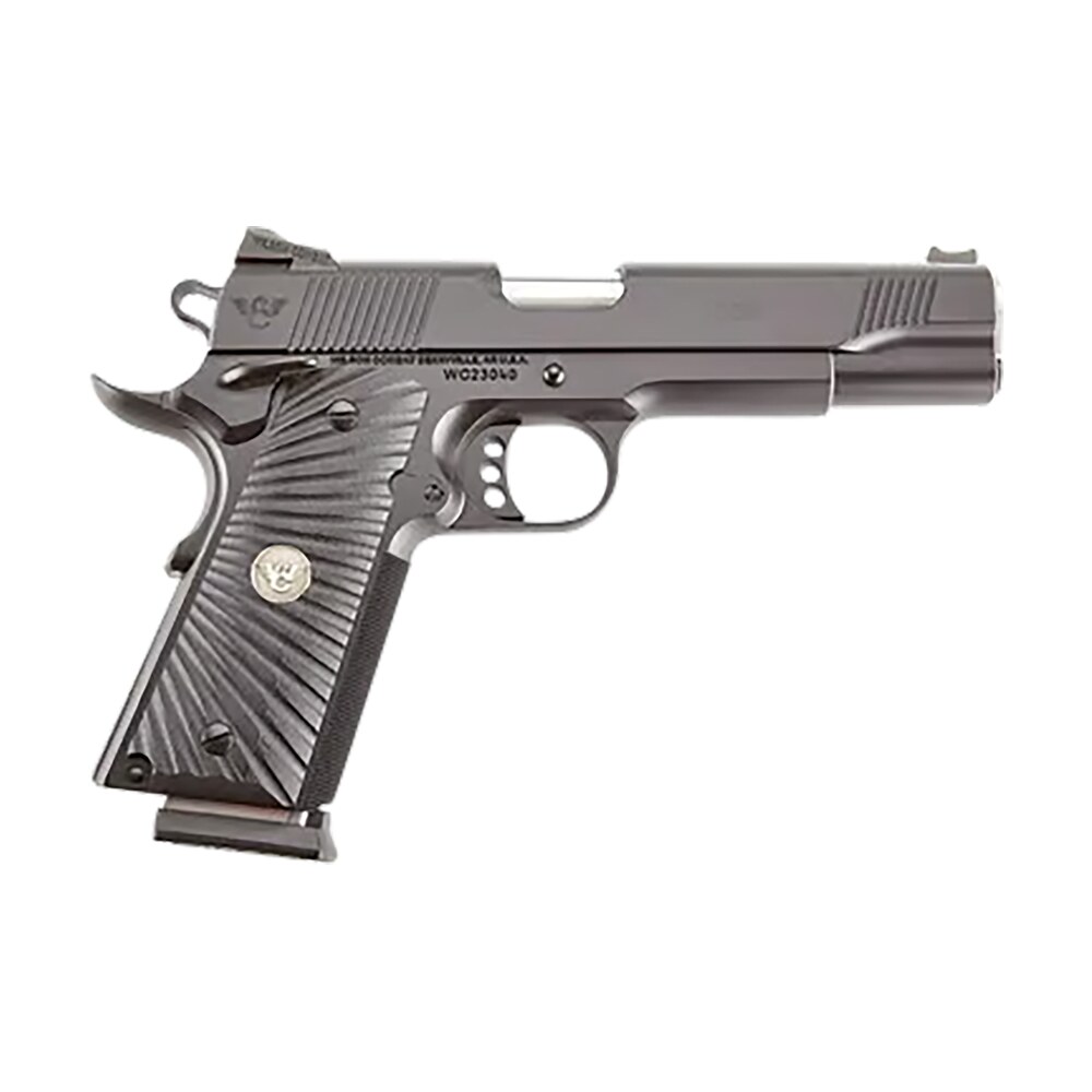 wilson combat cqbfs9a cqb full size frame 9mm luger 10+1 5" match grade barrel, black serrated carbon steel slide, black armor tuff carbon steel frame w/beavertail, black g10 starburst grip Wilson Combat CQBFS9A CQB Full Size Frame 9mm Luger 10+1 5" Match Grade Sports South item 141960