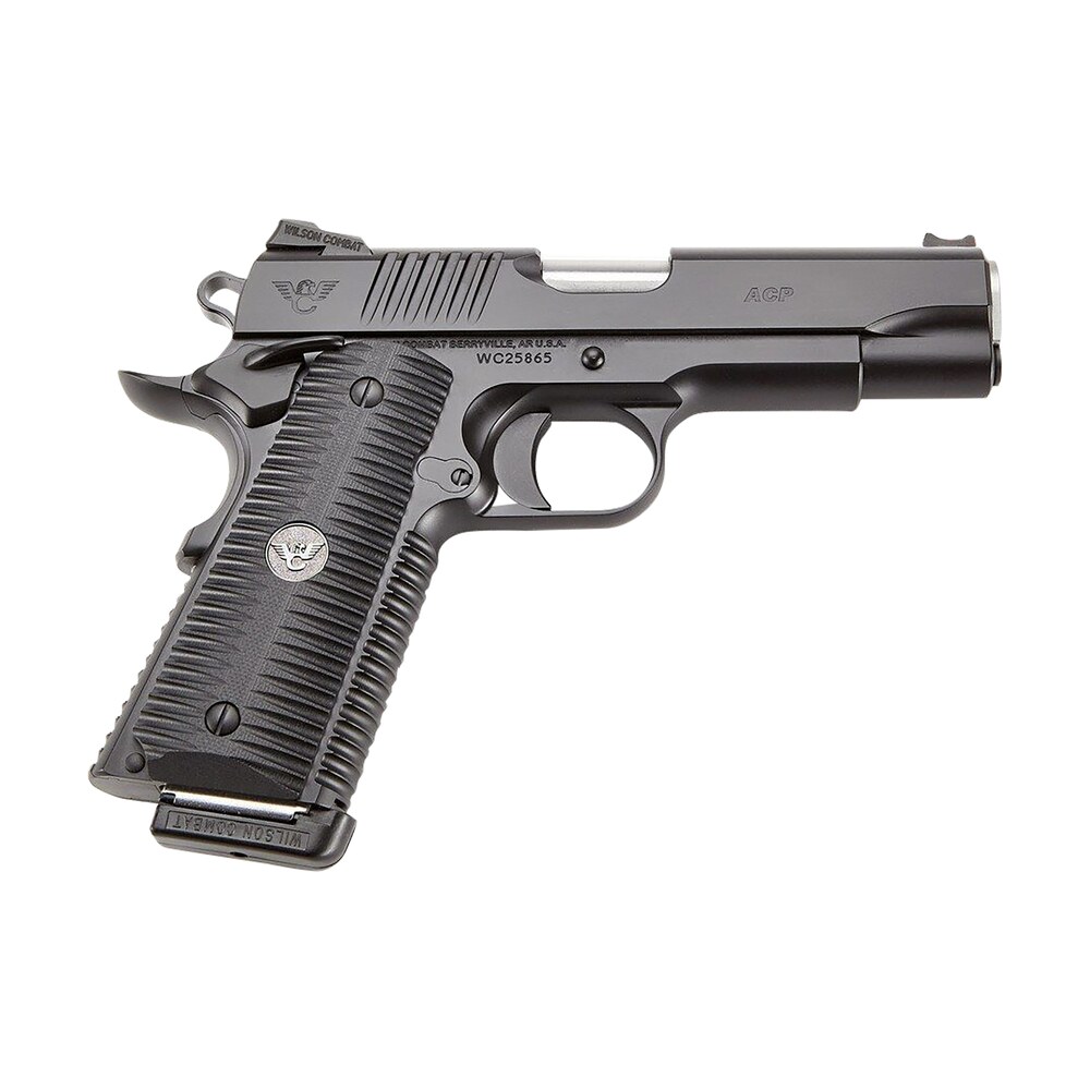 wilson combat acpfs45a acp full size sao 45 acp 5" 8+1 black armor tuff carbon steel frame/slide black g10 eagle claw grips ambi thumb safety Wilson Combat ACPFS45A ACP Full-Size SAO 45 ACP 5" 8+1 Black Armor-Tuff Carbon Steel Sports South item 141965