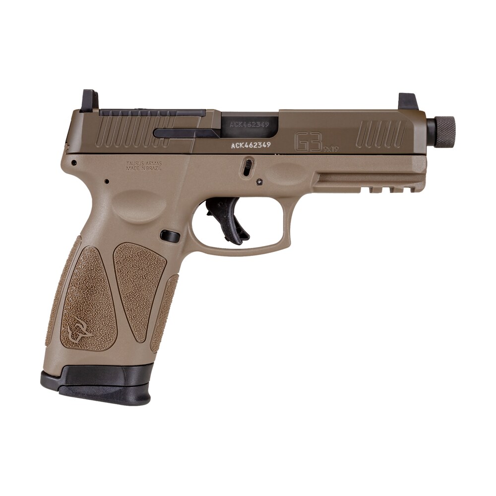 taurus 1g3p941tac g3 9mm luger 17+1 4.50" threaded barrel, fde polymer frame with picatinny acc. rail, t.o.r.o optic cut patriot brown cerakote steel slide, re strike capability, no manual safety Taurus 1G3P941TAC G3 9mm Luger 17+1 4.50" Threaded Sports South item 142155