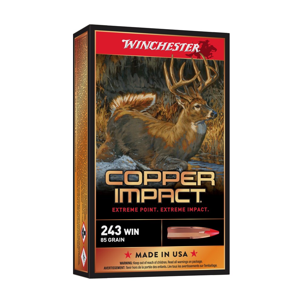 winchester ammo x243clf copper impact 243win 85gr copper extreme point lead free 20 per box/10 case Winchester Ammo X243CLF Copper Impact 243Win 85gr Copper Extreme Point Lead Free 20 Per Box/10 Sports South item 142260