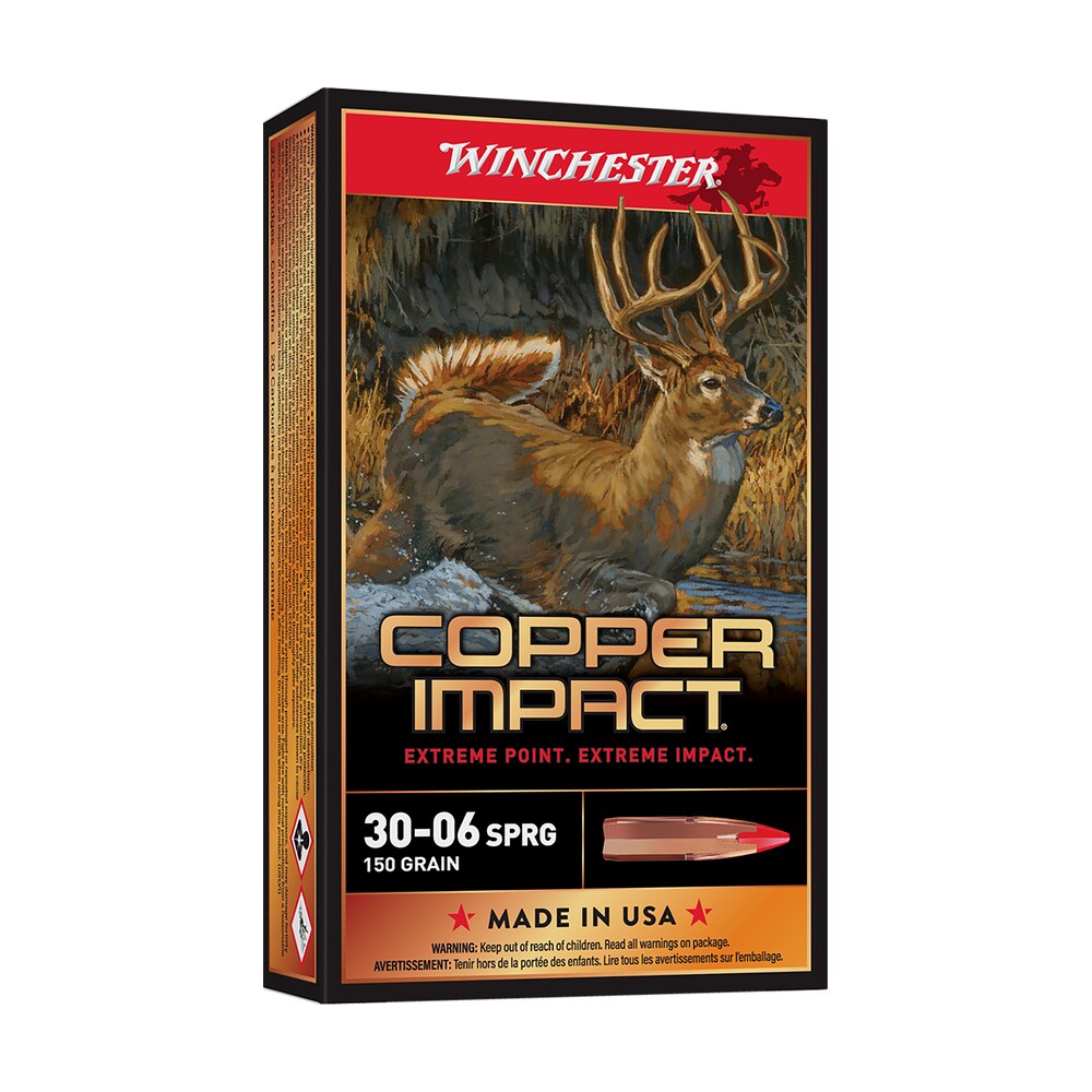 winchester ammo x3006clf copper impact 30 06springfield 150gr copper extreme point lead free 20 per box/10 case Winchester Ammo X3006CLF Copper Impact 30-06Springfield 150gr Copper Extreme Point Lead Free 20 Sports South item 142263