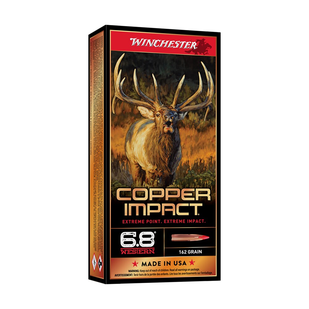winchester ammo x68wclf copper impact 6.8western 162gr copper extreme point lead free 20 per box/10 case Winchester Ammo X68WCLF Copper Impact 6.8Western 162gr Copper Extreme Point Lead Free 20 Per Sports South item 142268