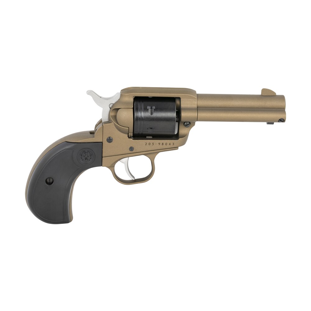 ruger 2017 wrangler 22 lr 6 shot 3.75" burnt bronze cerakote steel barrel, burnt bronze cerakote aluminum frame, black cerakote cylinder, black birdshead grip, exposed hammer Ruger 2017 Wrangler 22 LR 6 Shot 3.75" Burnt Bronze Cerakote Steel Sports South item 142285
