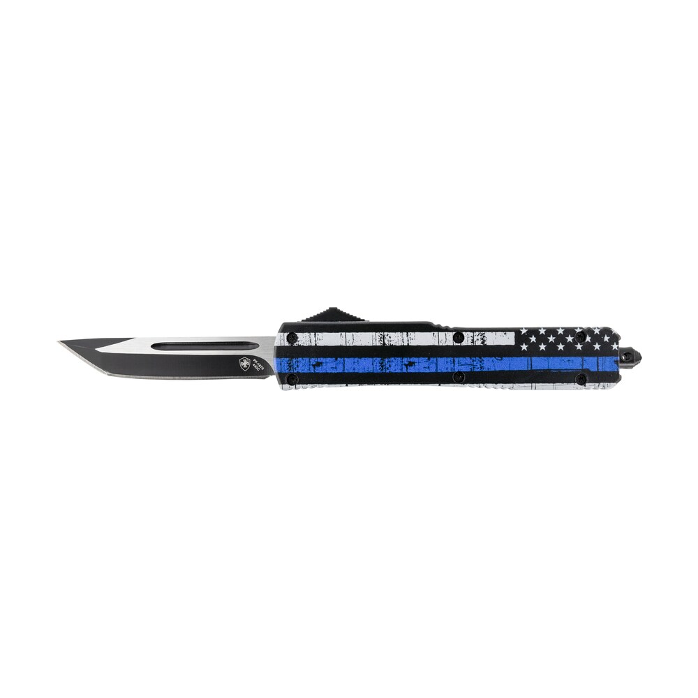 templar knife mbtb231 gen ii back the blue slim 3.43" otf tanto plain black oxide stonewashed 440c ss blade, 5.05" 4.31" black & white w/blue line aluminum handle, glass breaker Templar Knife MBTB231 Gen II Back The Blue Slim 3.43" OTF Tanto Plain Black Oxide Stonewashed Sports South item 142558