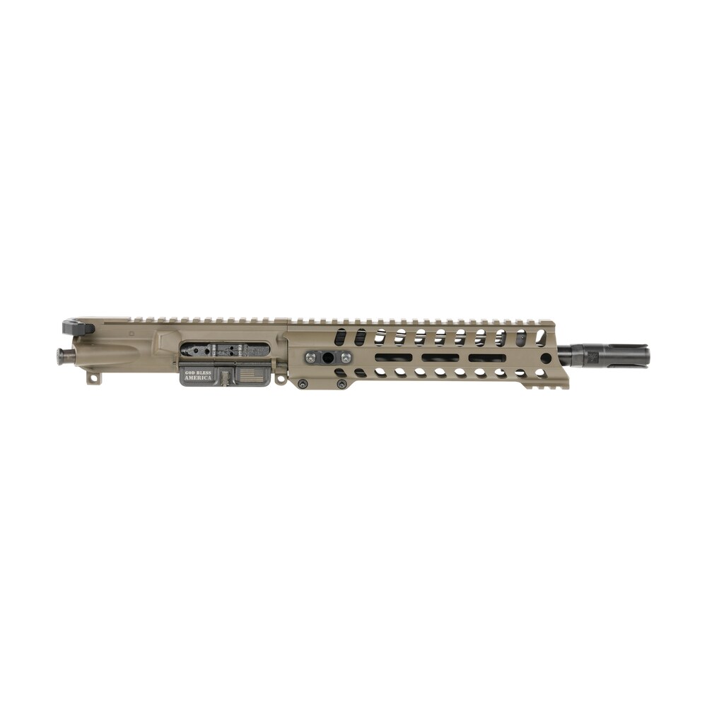 patriot ordnance factory minuteman complete upper 5.56x45mm nato 10.50" black nitride barrel aluminum patriot brown receiver 9" m lok handguard lo pro di gas block (mid length) Patriot Ordnance Factory Minuteman Complete Upper 5.56x45mm NATO 10.50" Black Nitride Barrel Sports South item 142580