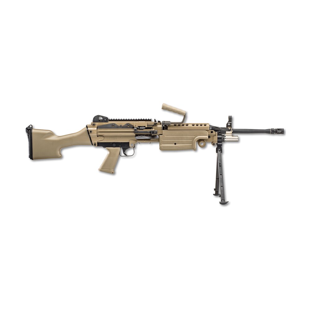 fn 46100170 m249s 5.56x45mm nato 18.50" barrel 30+1 mag or 200rd belt capacity, flat dark earth fixed hydraulic buffer stock, non slip buttplate, optics ready FN 46100170 M249S 5.56x45mm NATO 18.50" Barrel 30+1 Mag Or 200rd Belt Capacity, Flat Dark Earth Sports South item 142787