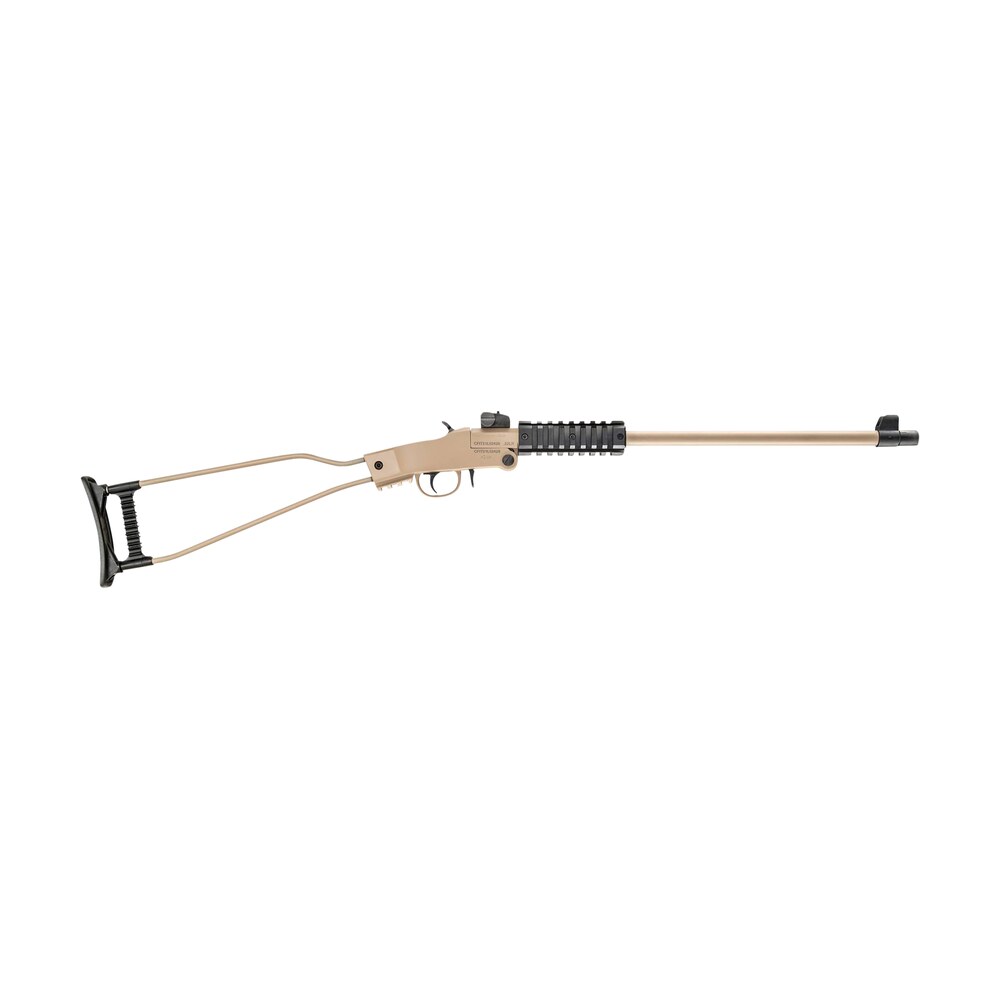chiappa firearms 500255 little badger full size 22 lr 1 shot, 16.50" desert sand cerakote steel threaded barrel, desert sand cerakote quad picatinny receiver, desert sand cerakote underfolding wire f Chiappa Firearms 500255 Little Badger Full Size 22 LR 1 Shot, 16.50" Desert Sand Cerakote Steel Sports South item 143324