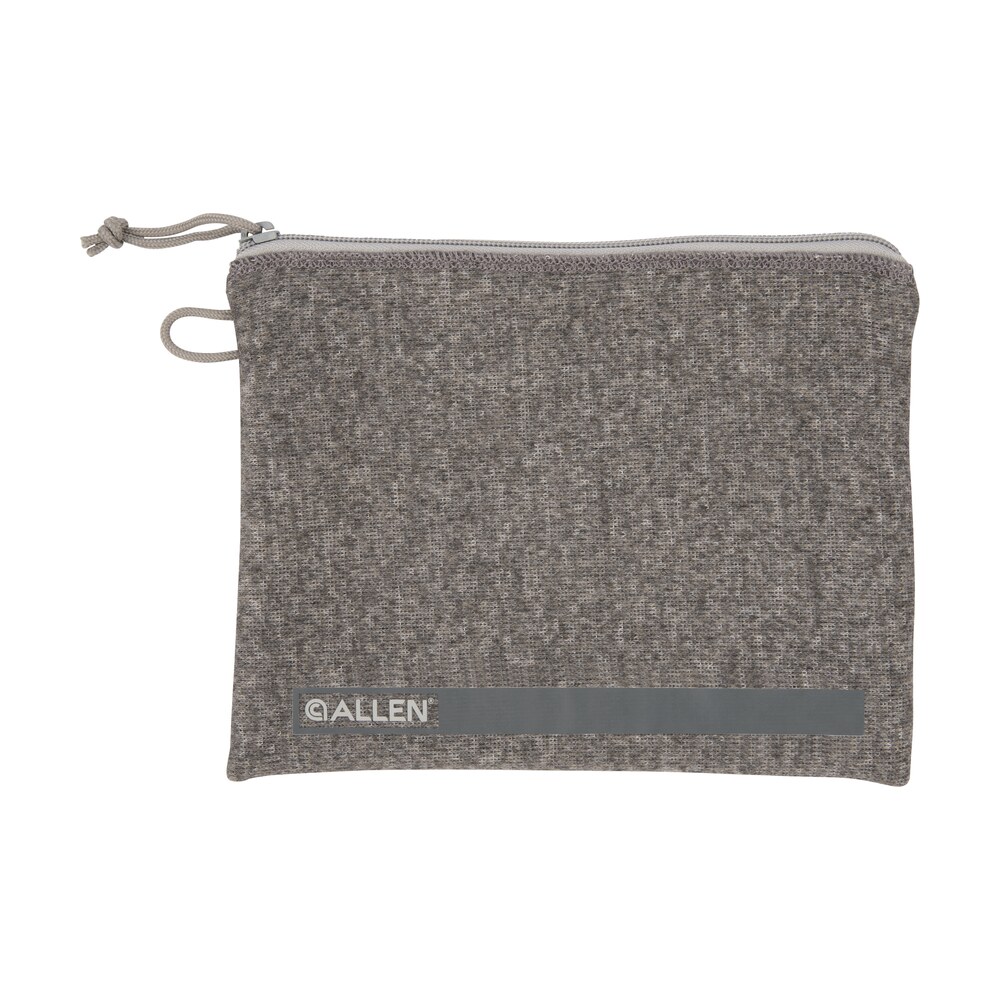 allen 3627 pistol pouch gray polyester w/lockable zippers, id label & fleece lining holds full size handgun 7" l x 9" w interior dimensions Allen 3627 Pistol Pouch Gray Polyester Sports South item 143458