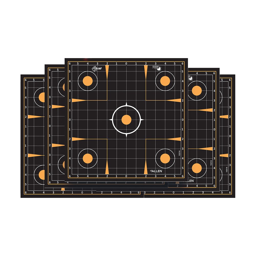 ez aim 1531410 splash reactive self adhesive paper black/orange 12"x12" sight in grid 10 pack EZ-Aim 1531410 Splash Reactive Self-Adhesive Paper Black/Orange 12"x12" Sight-In Grid 10 Pack Sports South item 143542