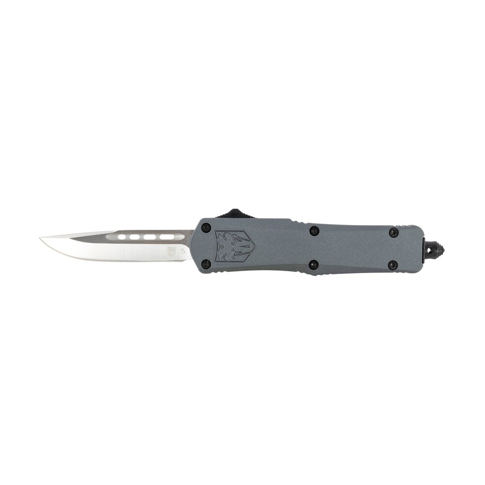 cobratec knives sgyfs3dns fs 3 small 2.75" otf plain d2 steel blade/gray aluminum handle features glass breaker includes pocket clip CobraTec Knives SGYFS3DNS FS-3 Small 2.75" OTF Plain D2 Steel Blade/Gray Aluminum Handle Sports South item 143554