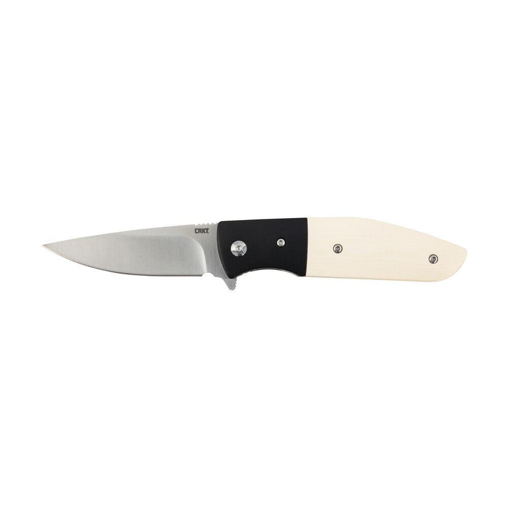 crkt 2867 curfew 3.10" folding plain satin 8cr13mov ss blade/black/white resin infused fiber w/aluminum bolster handle includes pocket clip CRKT 2867 Curfew 3.10" Folding Plain Satin 8Cr13MoV SS Blade/Black/White Resin Infused Fiber Sports South item 143721