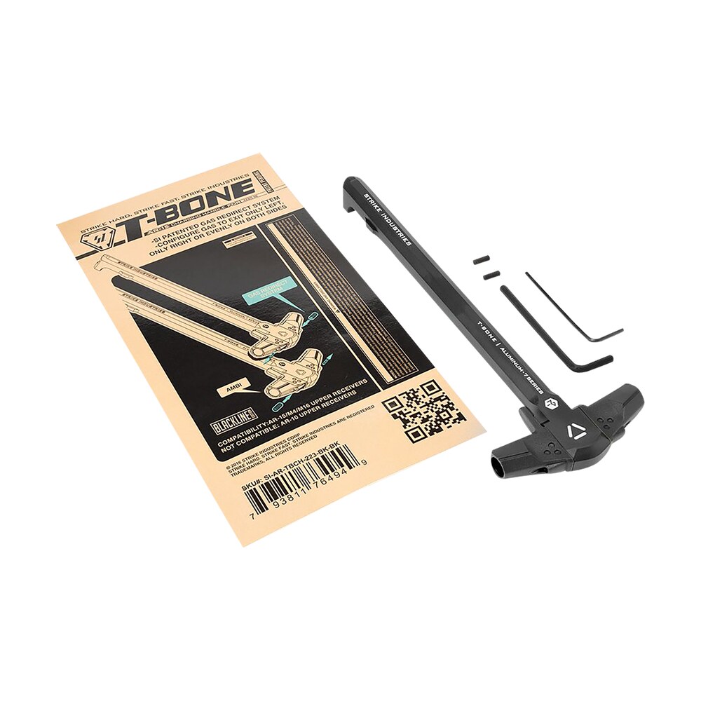 strike industries ar tbch 223 bk bk t bone charging handle .223/5.56x45mm nato black polymer handles aluminum shaft for ar 15 Strike Industries AR-TBCH-223-BK-BK T-Bone Charging Handle .223/5.56x45mm Nato Black Polymer Sports South item 144005