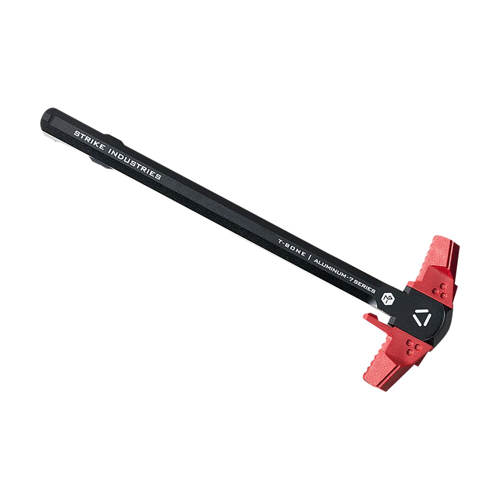 strike industries ar tbch 223 bk red t bone charging handle .223/5.56x45mm nato red polymer handles aluminum shaft for ar 15 Strike Industries AR-TBCH-223-BK-RED T-Bone Charging Handle .223/5.56x45mm Nato Red Polymer Sports South item 144009