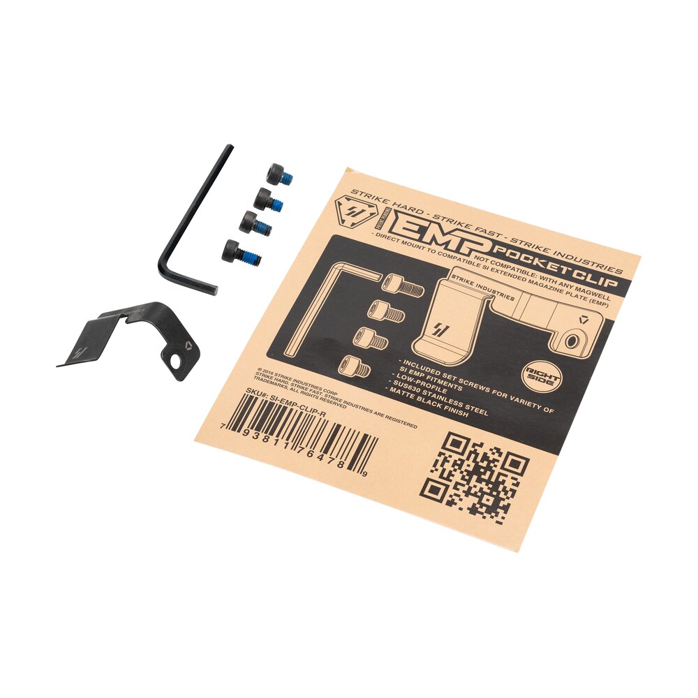 strike industries empclipr magazine pocket clip stainless steel black for si emp mag extension right hand Strike Industries EMPCLIPR Magazine Pocket Clip Stainless Steel Black for SI EMP Mag Extension Sports South item 144025