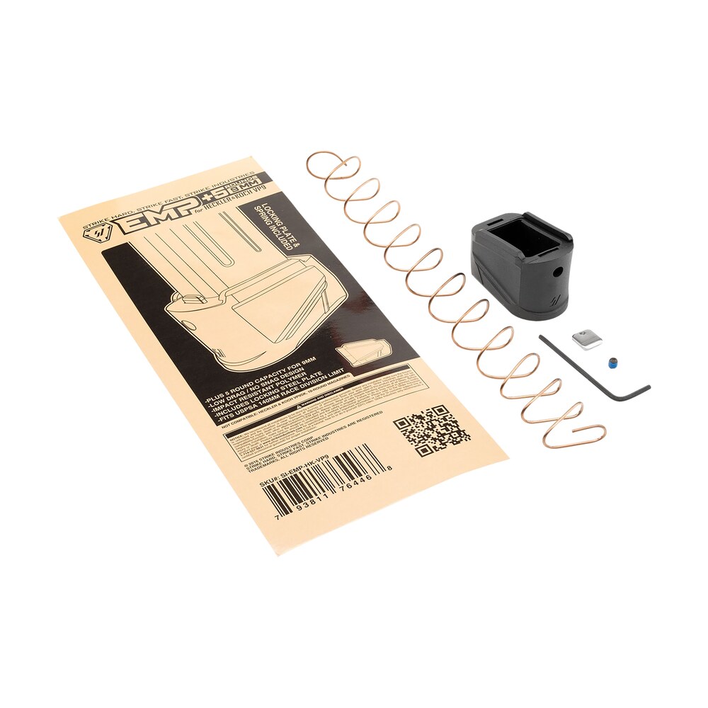 strike industries emphkvp9 enhanced magazine plate extended +5rd 9mm luger black polymer for h&k vp9 Strike Industries EMPHKVP9 Enhanced Magazine Plate Extended +5rd 9mm Luger Black Polymer for Sports South item 144027