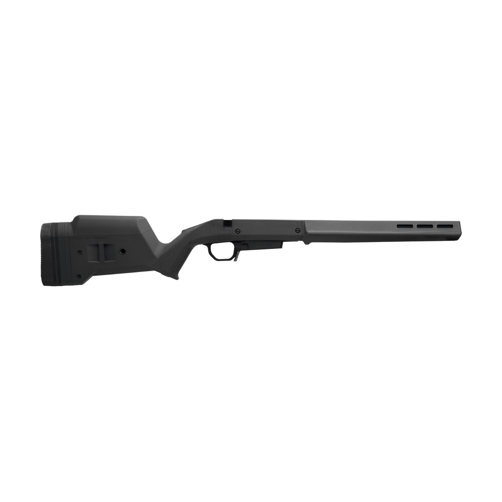 magpul mag1207 blk hunter american stock black adjustable synthetic stock with aluminum chassis for short action ruger american right hand includes stanag mag well Magpul MAG1207-BLK Hunter American Stock Black Adjustable Synthetic Stock Sports South item 144176